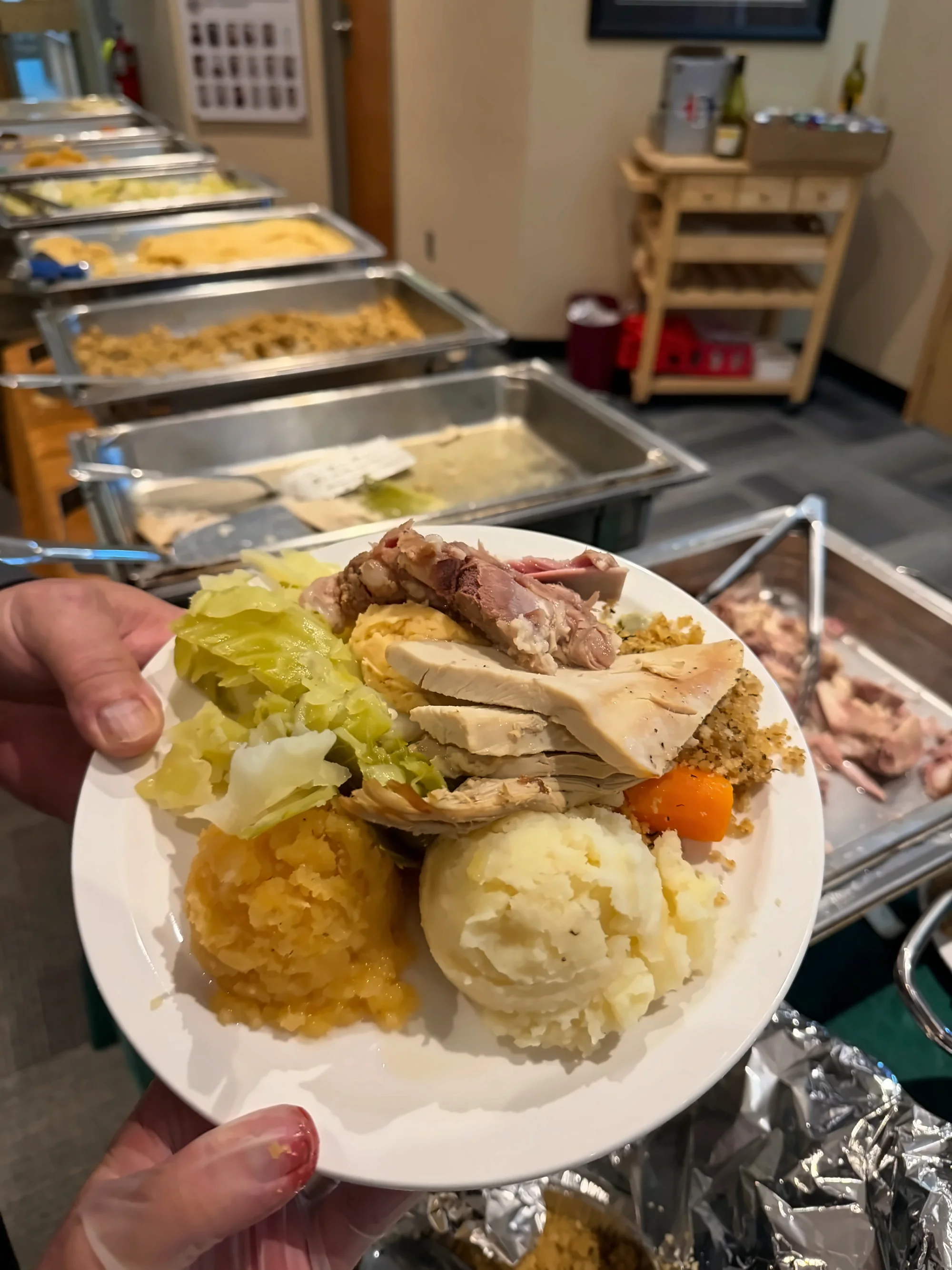 Turkey dinner plate served from a Fireside Catering hot buffet in St. John's